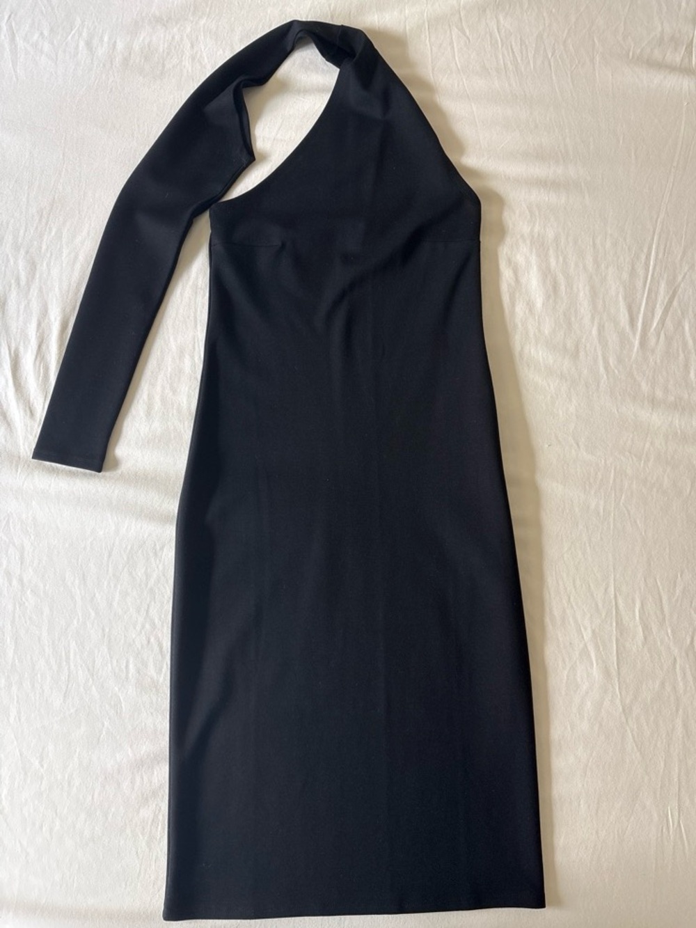 MARELLA Black One-Shoulder Long-Sleeve Midi Dress